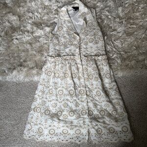 Abby Glass white and cream eyelet mini dress with collar